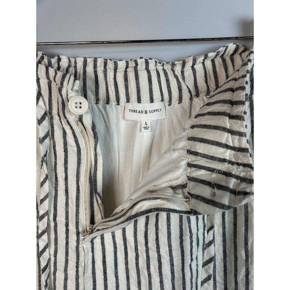 Thread & Supply Linen Blend Wide‎ Leg Trousers Striped Women Size L - Picture 3 of 12
